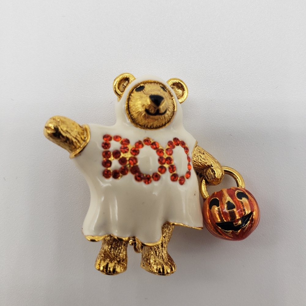 Christopher Radko Halloween BOO Bear pin